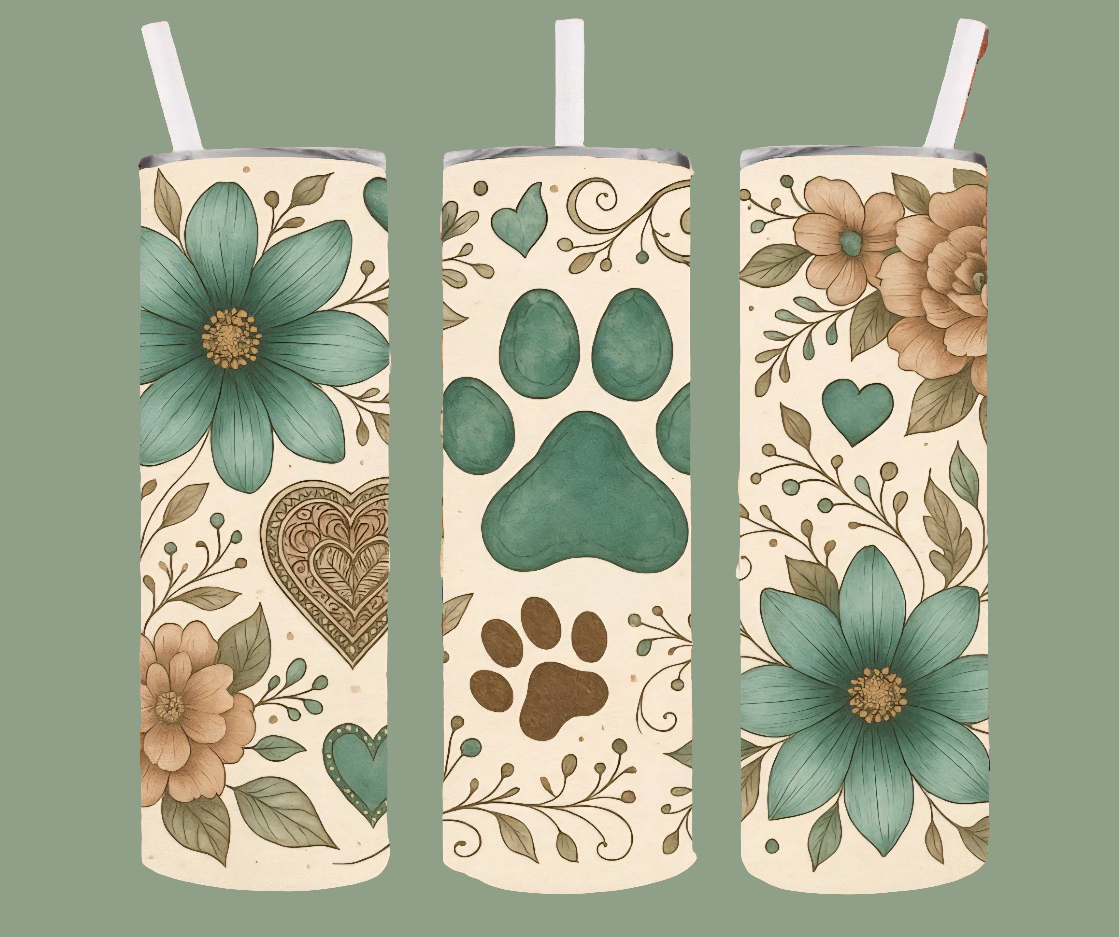 FLORAL PAW PRINT TUMBLER