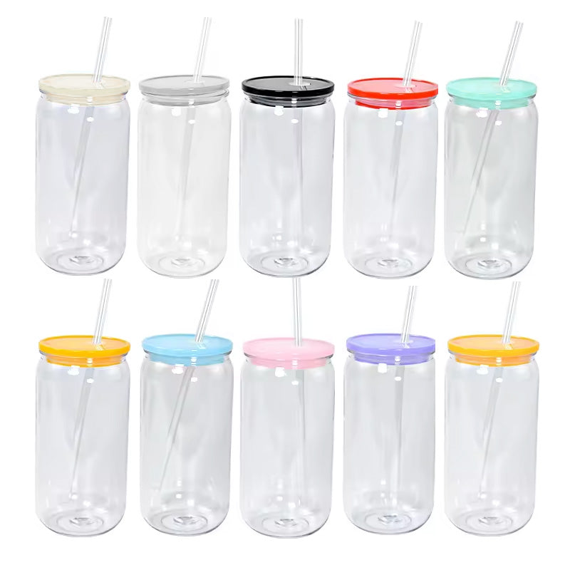 16oz Clear Acrylic w/Colored Lid & Straw