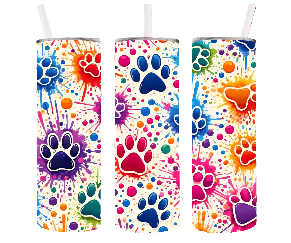 COLORFUL PAW PRINTS TUMBLER