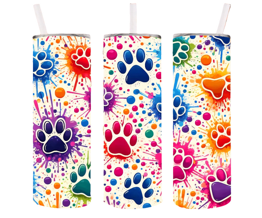 COLORFUL PAW PRINTS TUMBLER