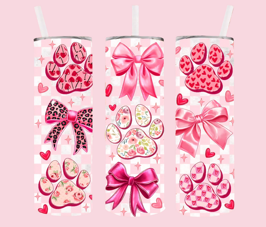 PINK PAWS & BOWS TUMBLER