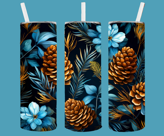 BLUE FLORAL PINECONES