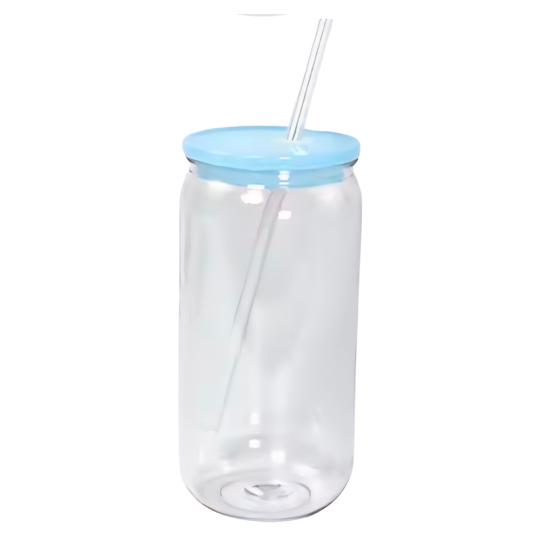 16oz Clear Acrylic w/Colored Lid & Straw