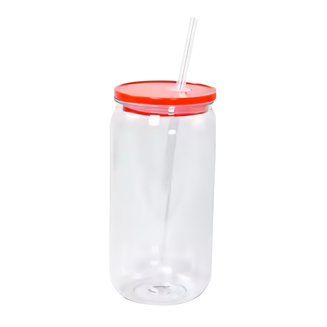 16oz Clear Acrylic w/Colored Lid & Straw