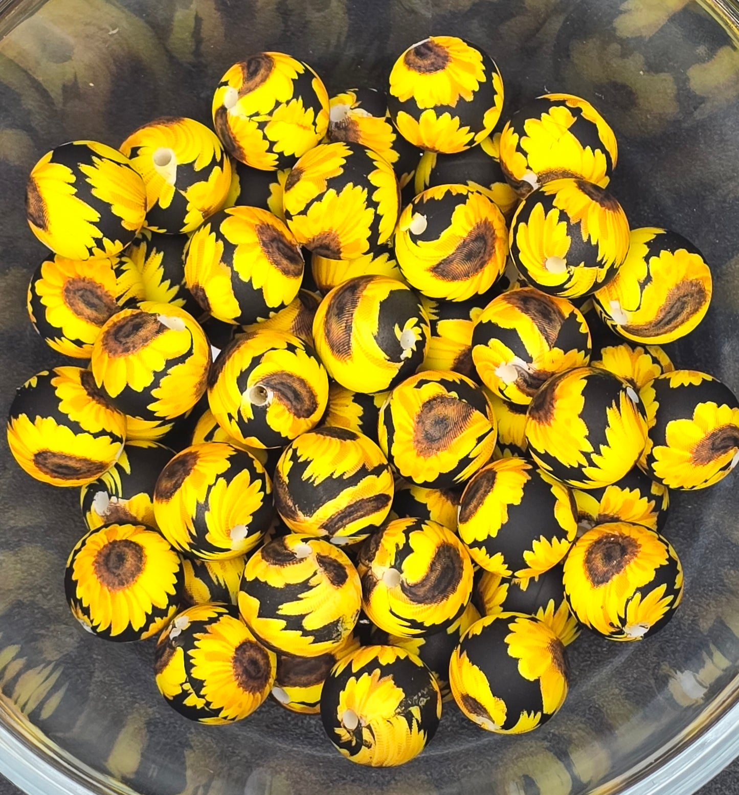 BLACK SUNFLOWER BEAD
