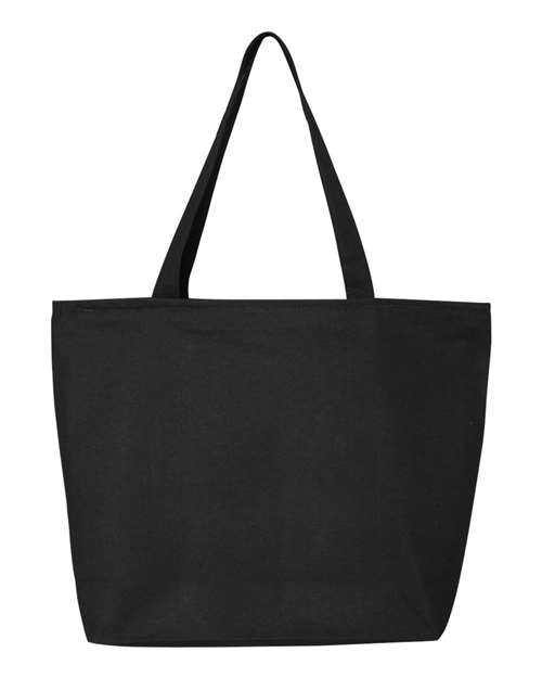 BLACK ZIPPERED TOTE BAG