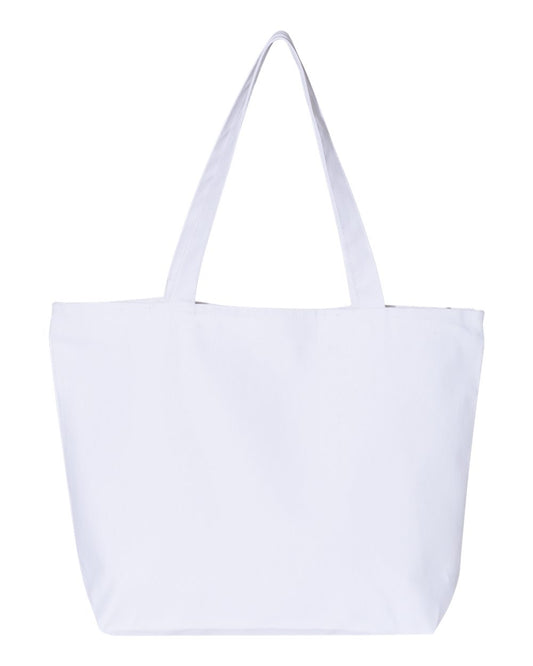 WHITE ZIPPERED TOTE BAG